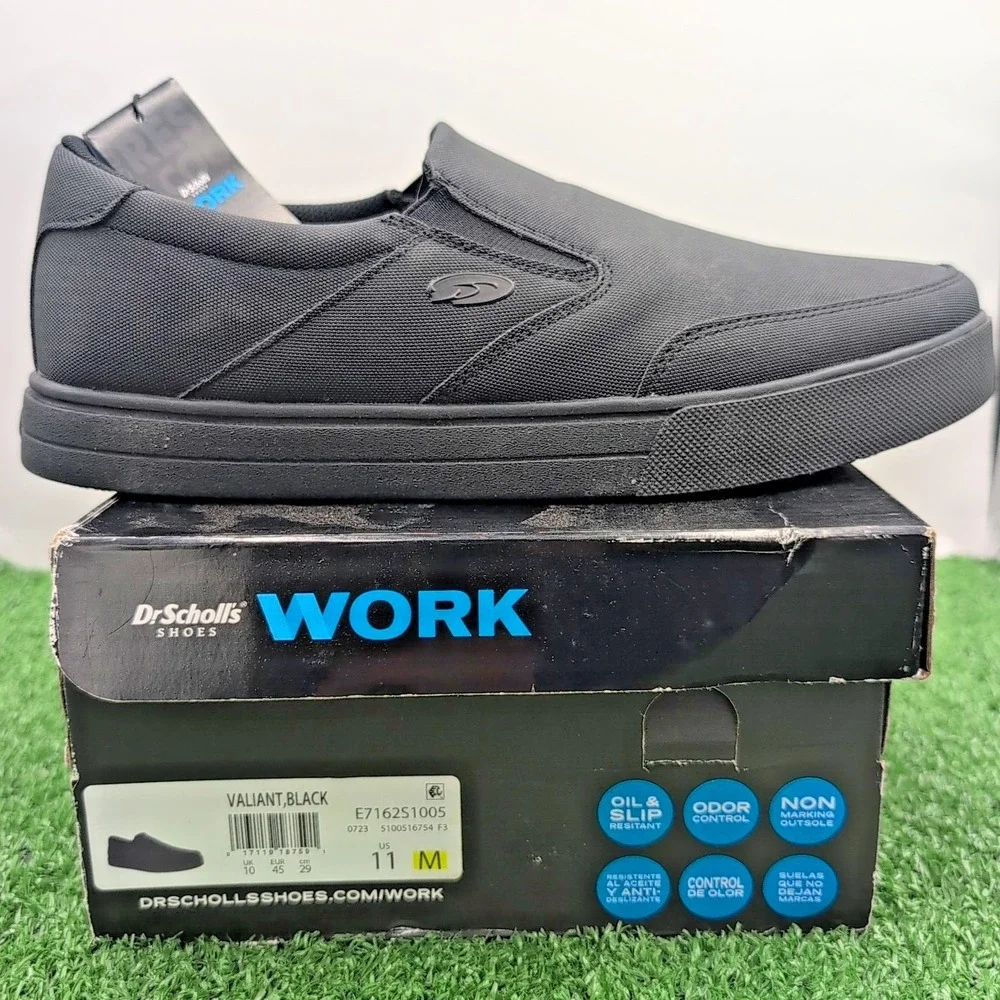 Dr Schollls Valium Shoes Mens 11‎ M Work Sneakers Flat Black Fabric Slip On